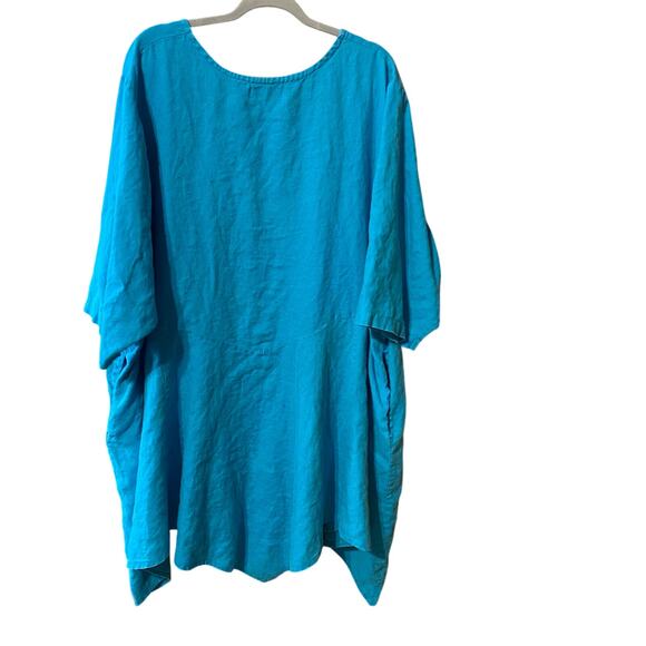 Love Your Peaches 100% Linen Tunic Dress 4X Blue USA made plus size lagenlook - Picture 8 of 8
